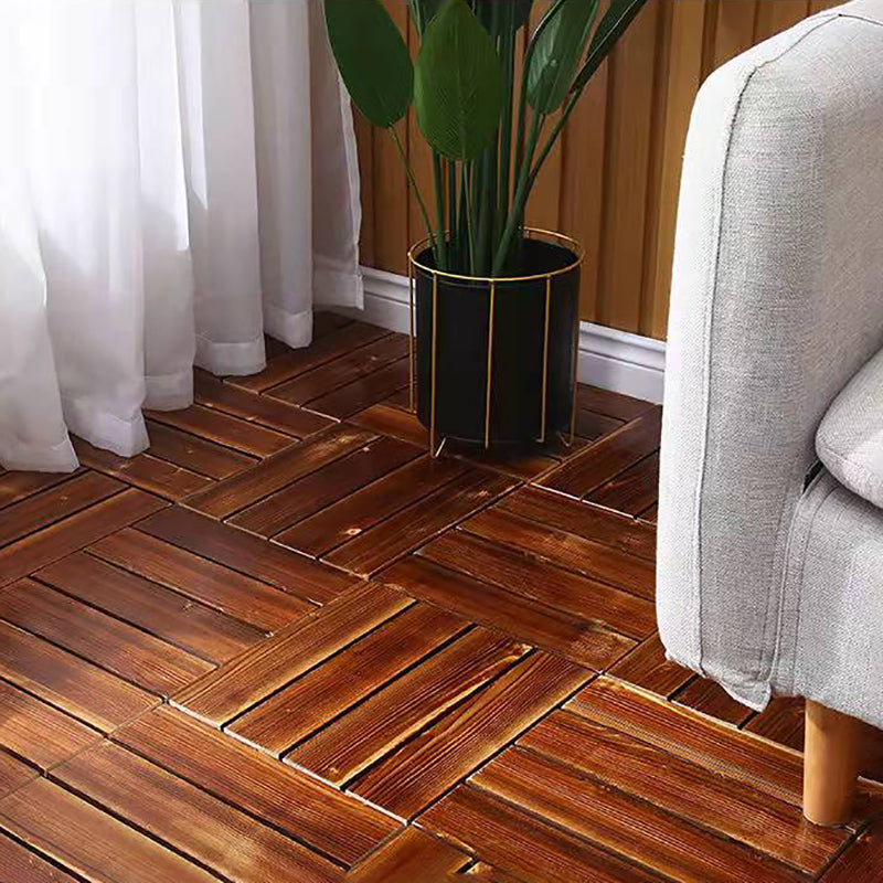 4-Slat Wood Floor Tiles Interlocking Installation Floor Tiles