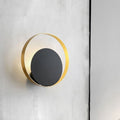 Metallic Round Wall Light Modernist 1-Head LED Wall Lamp in Black and Gold for the Corner