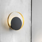 Metallic Round Wall Light Modernist 1-Head LED Wall Lamp in Black and Gold for the Corner