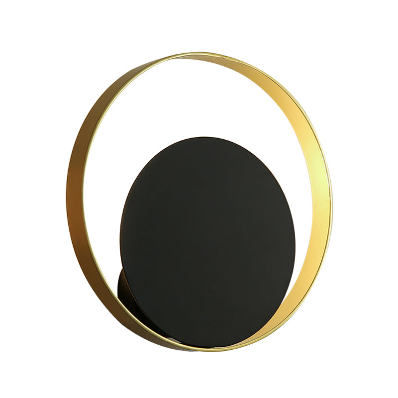 Metallic Round Wall Light Modernist 1-Head LED Wall Lamp in Black and Gold for the Corner