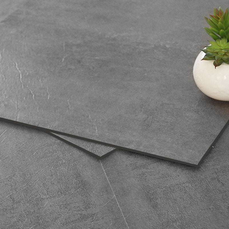 Scratch-resistant plastic floor tiles with straight edge for peeling and sticking