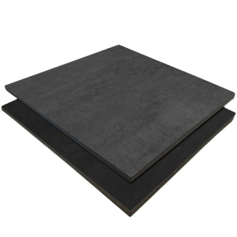 Scratch-resistant plastic floor tiles with straight edge for peeling and sticking