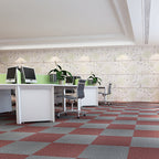 Scratch-resistant plastic floor tiles with straight edge for peeling and sticking