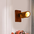 Vintage Cylinder Wall Lamp Sconces 2/3-Light Bamboo Wall Lamp in Brown with Linear Wooden Backplate