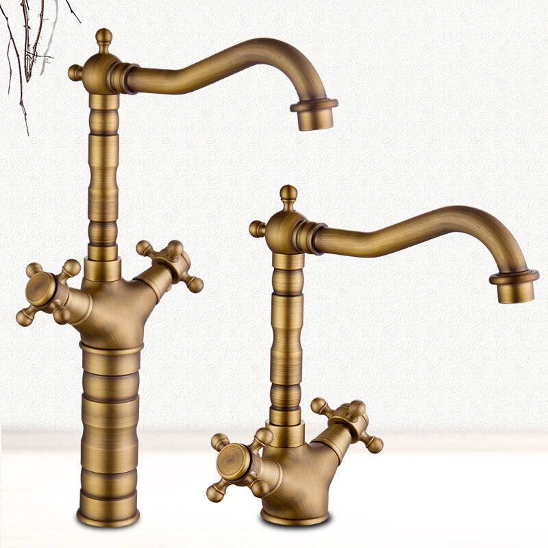 Industrial Widespread Bathroom Faucet Cross Handle Medium Sink Faucet