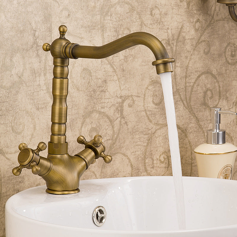 Industrial Widespread Bathroom Faucet Cross Handle Medium Sink Faucet