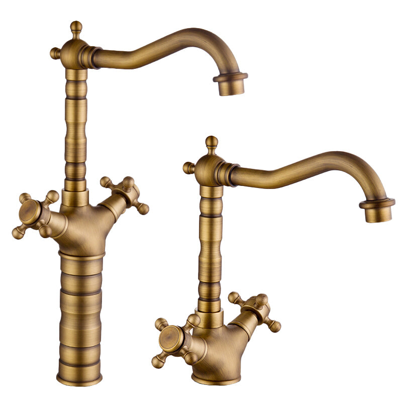 Industrial Widespread Bathroom Faucet Cross Handle Medium Sink Faucet