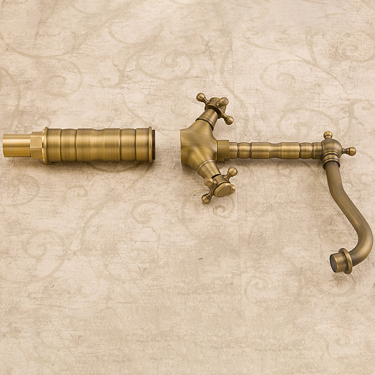 Industrial Widespread Bathroom Faucet Cross Handle Medium Sink Faucet