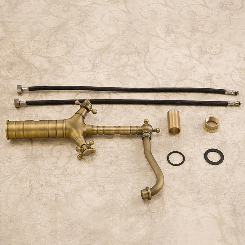 Industrial Widespread Bathroom Faucet Cross Handle Medium Sink Faucet