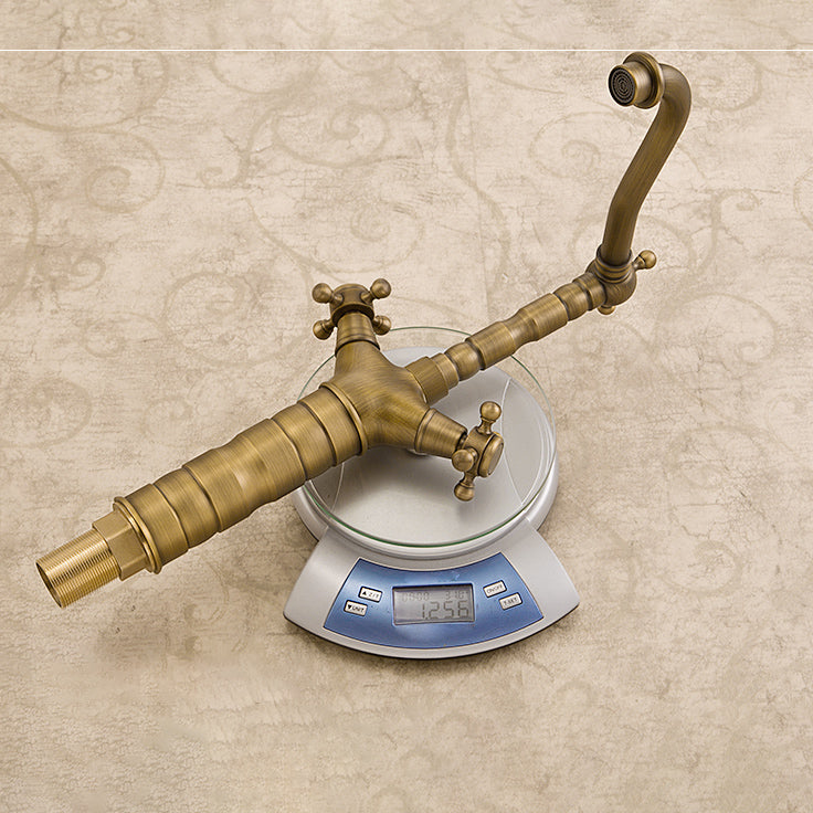 Industrial Widespread Bathroom Faucet Cross Handle Medium Sink Faucet