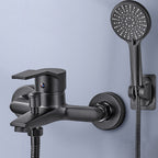 Wall-mounted fixed bathtub faucet lever handle with hand shower