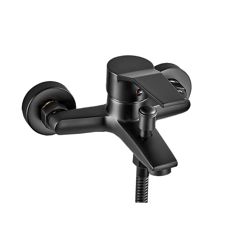 Wall-mounted fixed bathtub faucet lever handle with hand shower