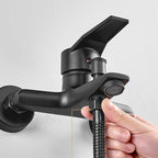 Wall-mounted fixed bathtub faucet lever handle with hand shower