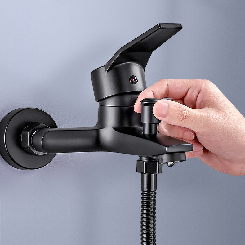 Wall-mounted fixed bathtub faucet lever handle with hand shower