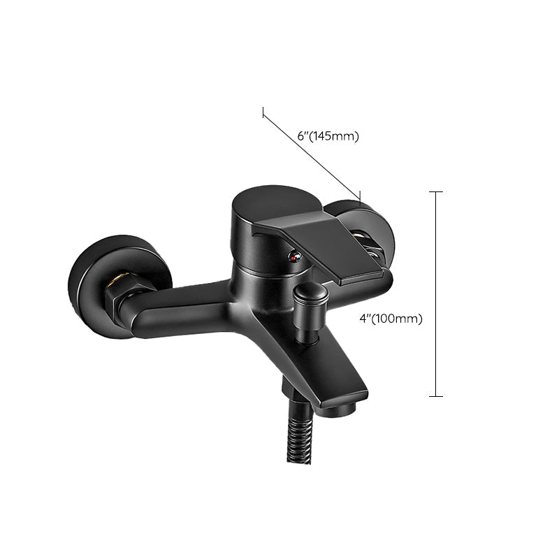 Wall-mounted fixed bathtub faucet lever handle with hand shower