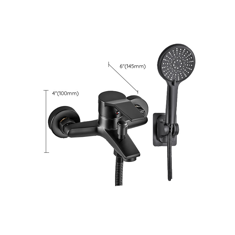 Wall-mounted fixed bathtub faucet lever handle with hand shower