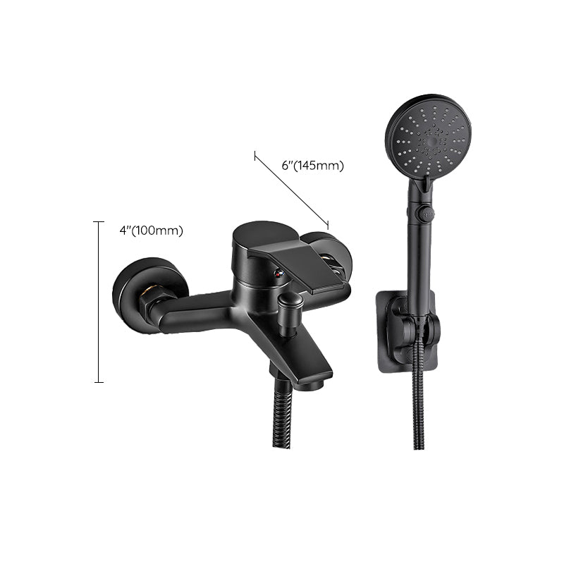 Wall-mounted fixed bathtub faucet lever handle with hand shower