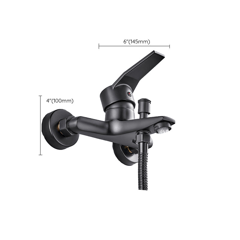 Wall-mounted fixed bathtub faucet lever handle with hand shower