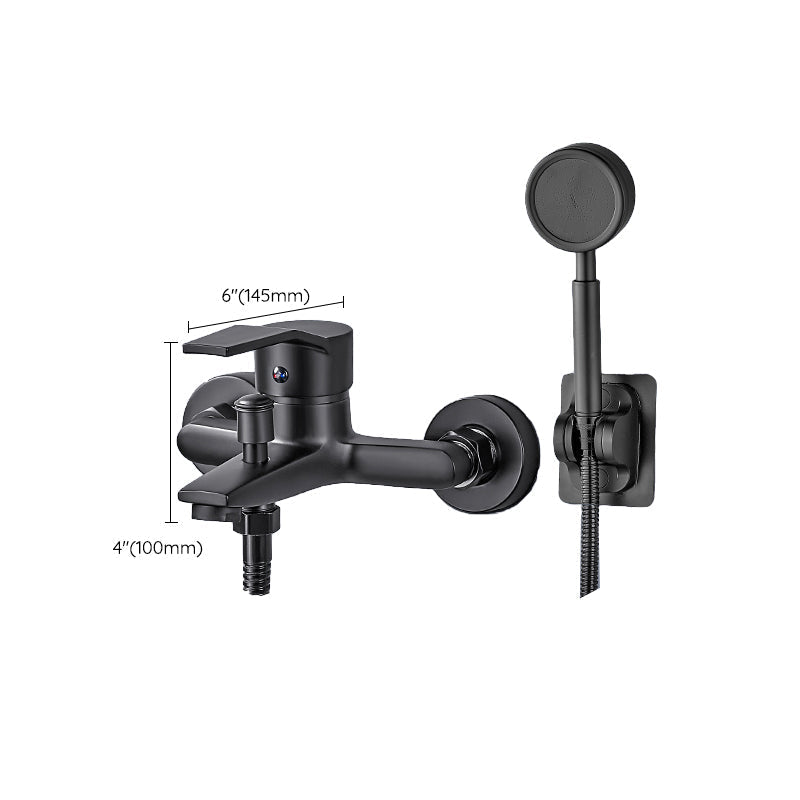 Wall-mounted fixed bathtub faucet lever handle with hand shower