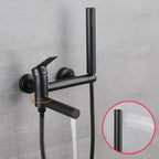 Lever Handle Bathtub Faucet Wall Mount Shower Hose Swivel Spout Bathtub Filling with Hand Shower