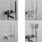 Lever Handle Bathtub Faucet Wall Mount Shower Hose Swivel Spout Bathtub Filling with Hand Shower