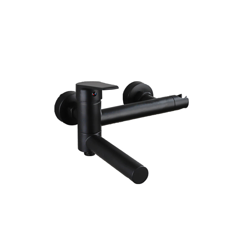 Lever Handle Bathtub Faucet Wall Mount Shower Hose Swivel Spout Bathtub Filling with Hand Shower