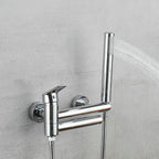 Lever Handle Bathtub Faucet Wall Mount Shower Hose Swivel Spout Bathtub Filling with Hand Shower