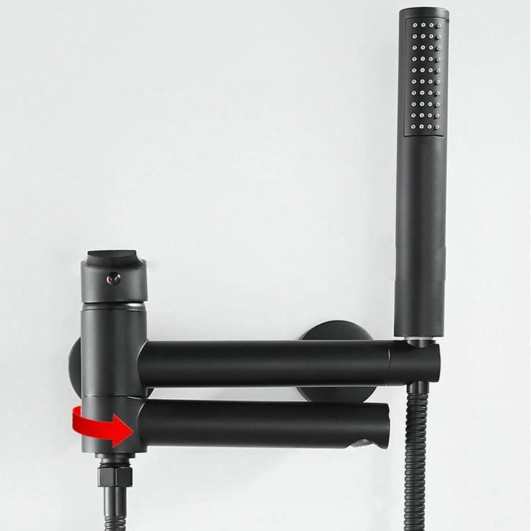 Lever Handle Bathtub Faucet Wall Mount Shower Hose Swivel Spout Bathtub Filling with Hand Shower