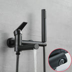 Lever Handle Bathtub Faucet Wall Mount Shower Hose Swivel Spout Bathtub Filling with Hand Shower