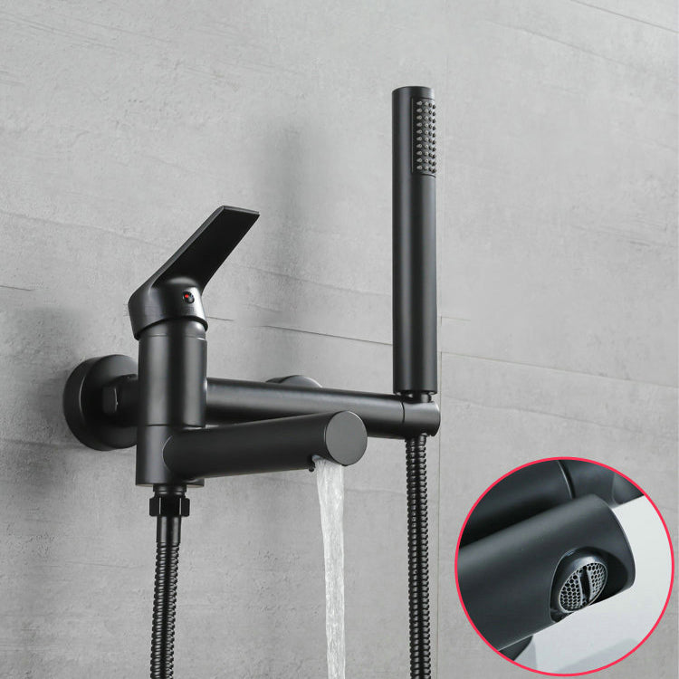 Lever Handle Bathtub Faucet Wall Mount Shower Hose Swivel Spout Bathtub Filling with Hand Shower