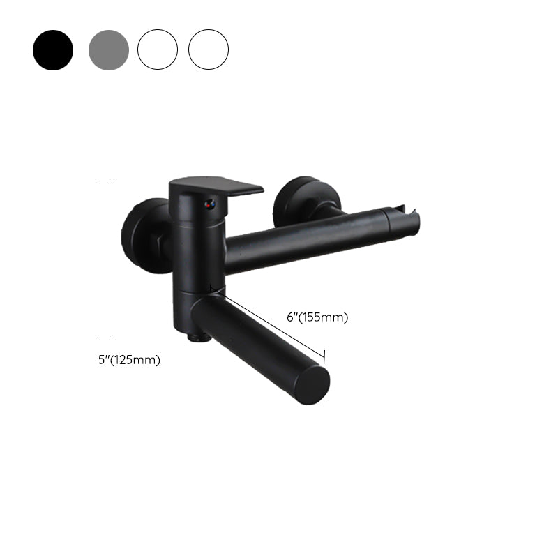 Lever Handle Bathtub Faucet Wall Mount Shower Hose Swivel Spout Bathtub Filling with Hand Shower