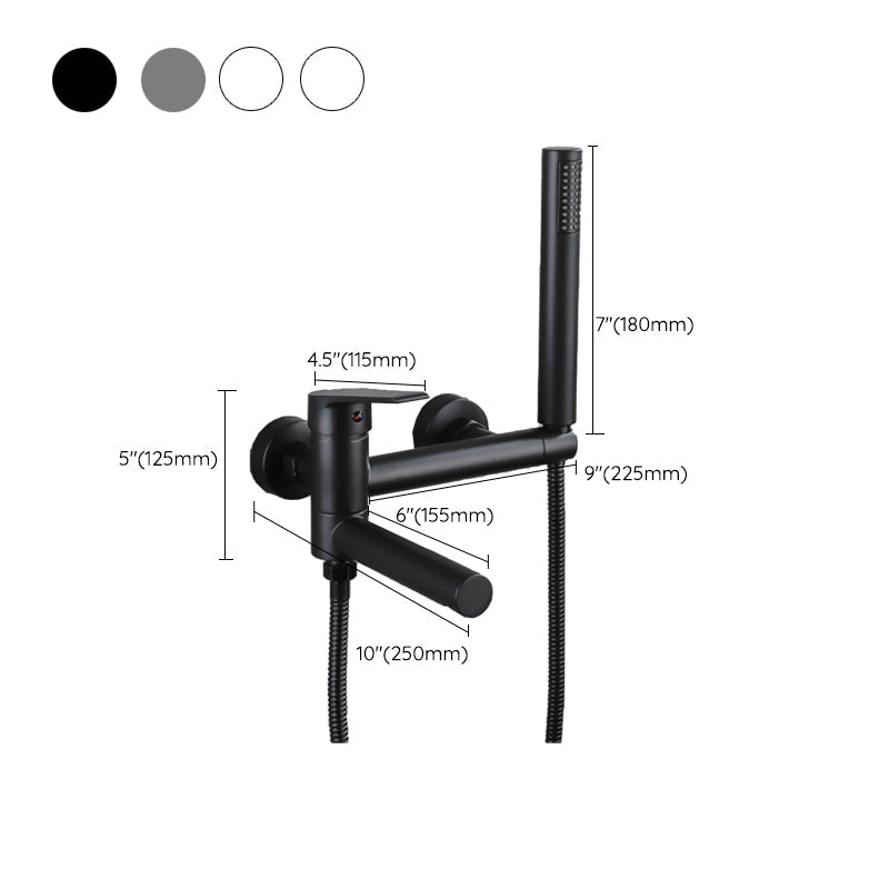 Lever Handle Bathtub Faucet Wall Mount Shower Hose Swivel Spout Bathtub Filling with Hand Shower