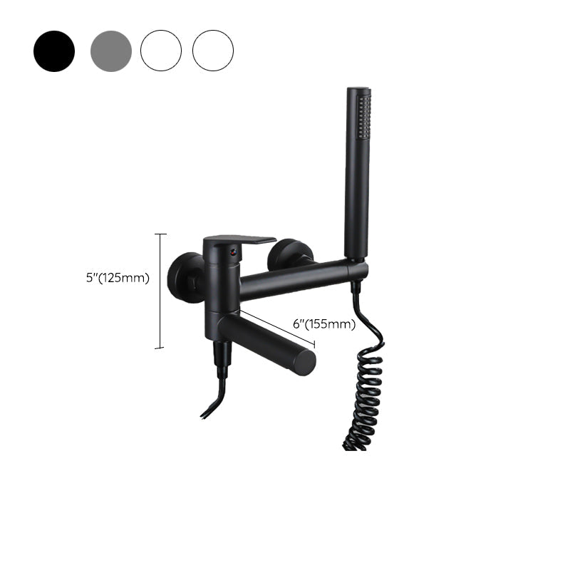 Lever Handle Bathtub Faucet Wall Mount Shower Hose Swivel Spout Bathtub Filling with Hand Shower