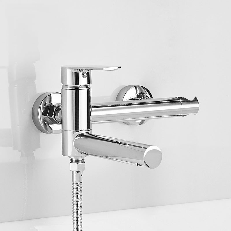 Swivel spout bathtub faucet single lever handle hand shower bathtub filling valve with shower hose