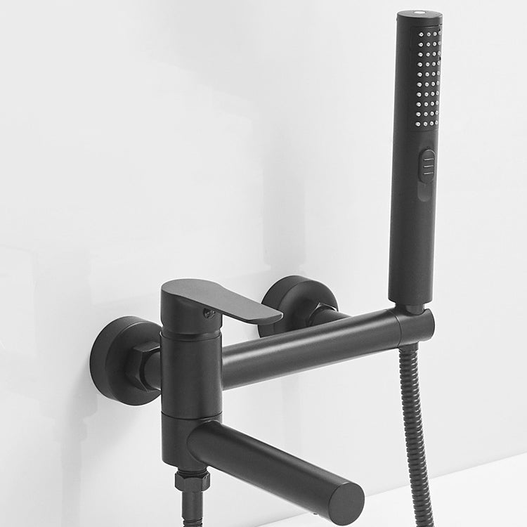 Swivel spout bathtub faucet single lever handle hand shower bathtub filling valve with shower hose