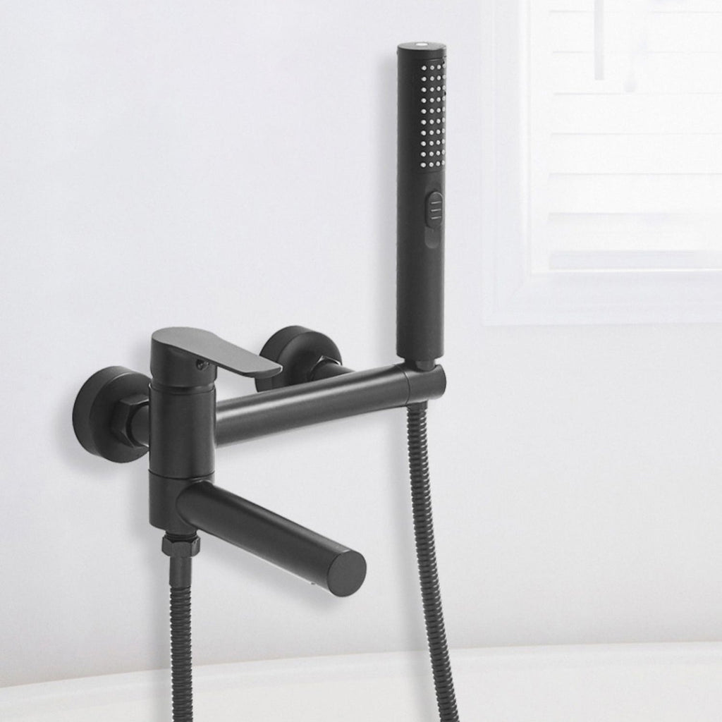 Swivel spout bathtub faucet single lever handle hand shower bathtub filling valve with shower hose