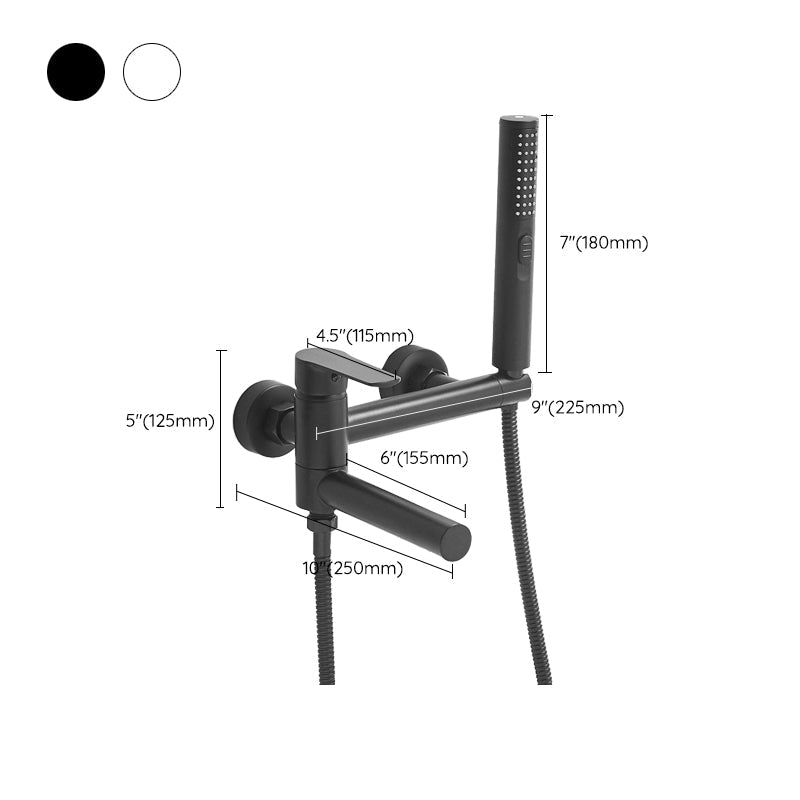 Swivel spout bathtub faucet single lever handle hand shower bathtub filling valve with shower hose