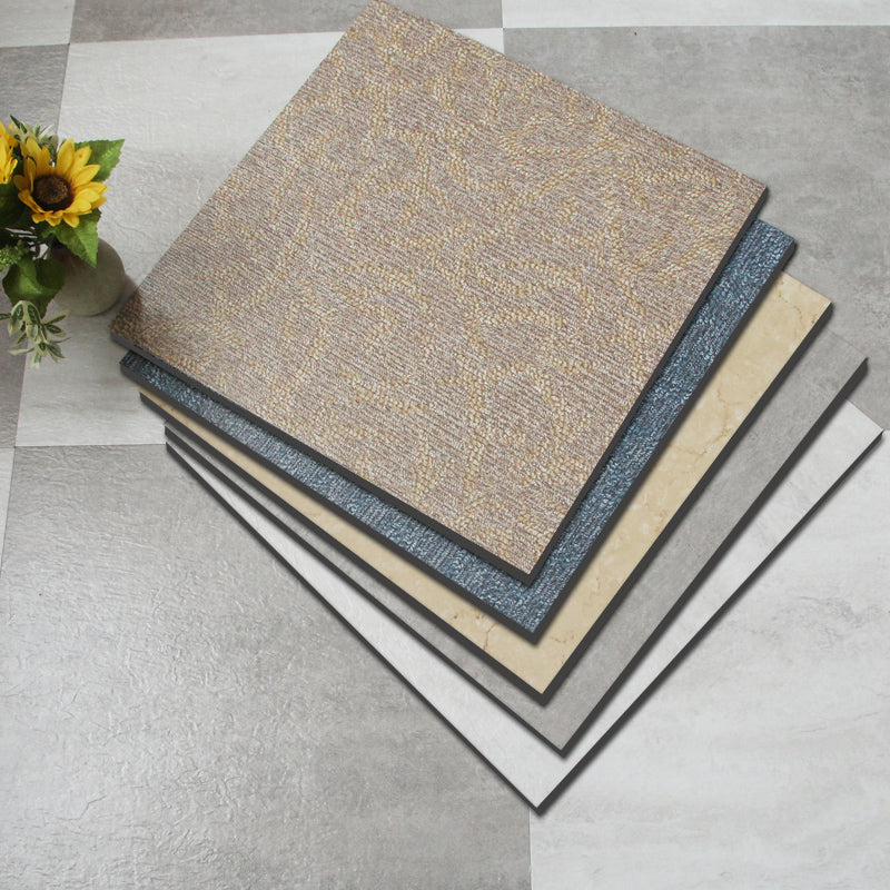 Square Plastic Floor Water-Repellent Fabric Look Peel & Stick Floor Tiles
