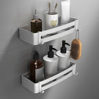Silver Bathroom Accessory Set Modern Anti-Rust 1/2/3 -piece Bath Shelf
