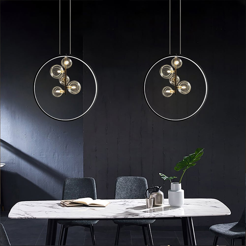 Minimalist Glass Ball Pendant Light Black
