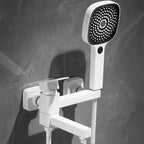 White Bath Water Faucet Trim Single Lever Handle Swivel Spout Wall Mounted Hand Shower Bathtub Filler