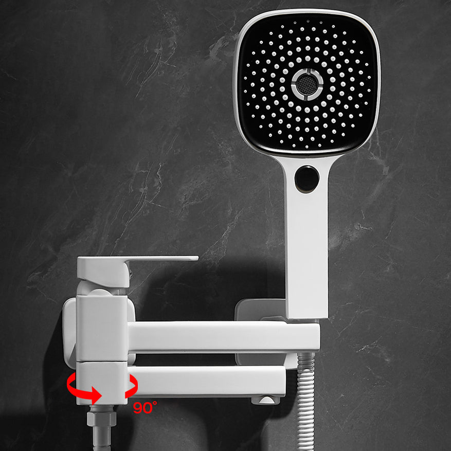 White Bath Water Faucet Trim Single Lever Handle Swivel Spout Wall Mounted Hand Shower Bathtub Filler