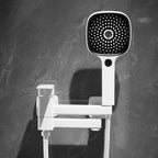 White Bath Water Faucet Trim Single Lever Handle Swivel Spout Wall Mounted Hand Shower Bathtub Filler