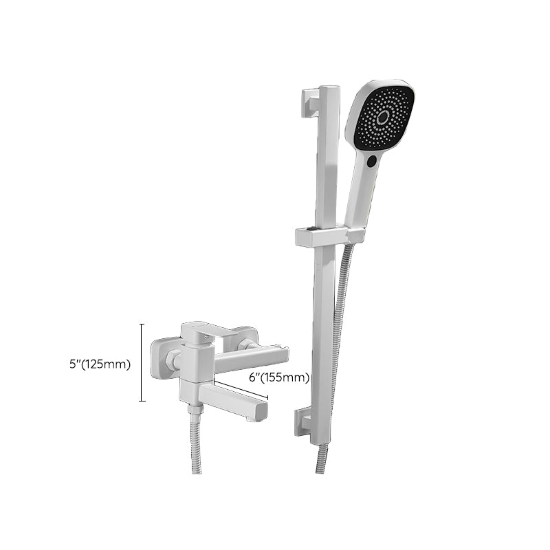 White Bath Water Faucet Trim Single Lever Handle Swivel Spout Wall Mounted Hand Shower Bathtub Filler