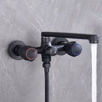 Modern Bathtub Faucet Trim Black Wall Mounted Swivel Spout with Hand Shower