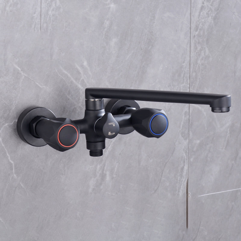 Modern Bathtub Faucet Trim Black Wall Mounted Swivel Spout with Hand Shower