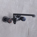 Modern Bathtub Faucet Trim Black Wall Mounted Swivel Spout with Hand Shower