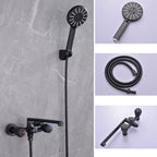 Modern Bathtub Faucet Trim Black Wall Mounted Swivel Spout with Hand Shower