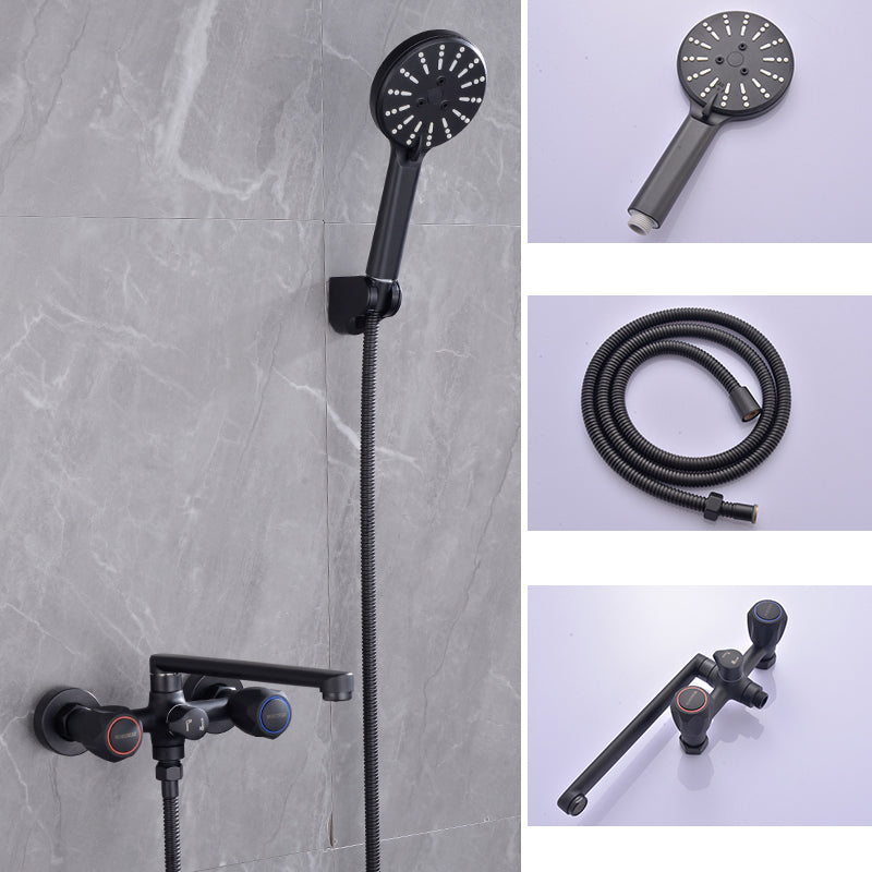 Modern Bathtub Faucet Trim Black Wall Mounted Swivel Spout with Hand Shower