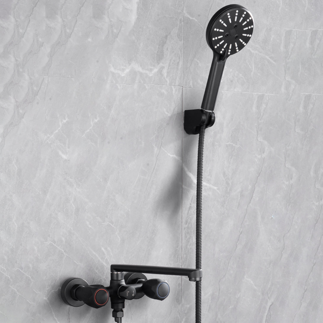 Modern Bathtub Faucet Trim Black Wall Mounted Swivel Spout with Hand Shower